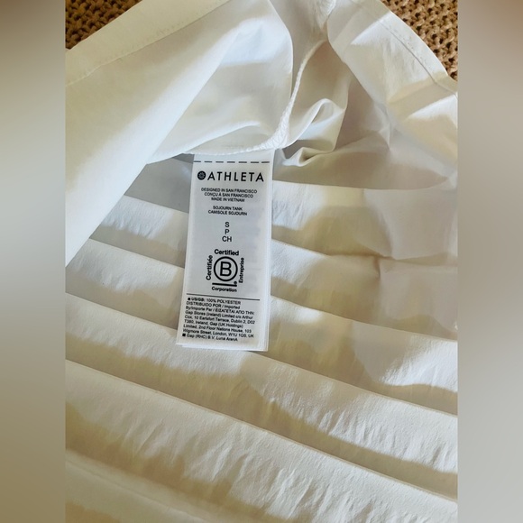 Athleta White High Neck Pleated Tank Size S - Picture 5 of 5